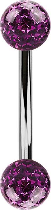 Actual product image Star Piercing Banane silber mit zwei Kristallkugeln violett Epoxy Schutzschicht (without brass, Titanium)