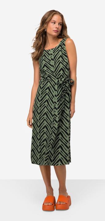 Produktbild Laurasøn Leinenmix-Kleid, Straight Fit, Allover Print, Rundhals, seitliche Zierschleife (L)