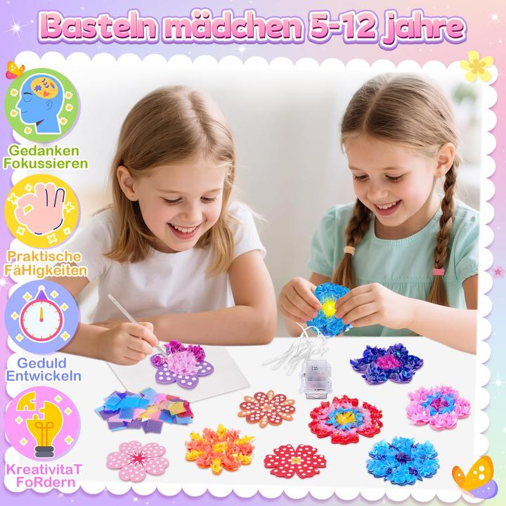 Produktbild Activity Board Bastelset Kinder, Blumen Basteln mit LED Lichterkette