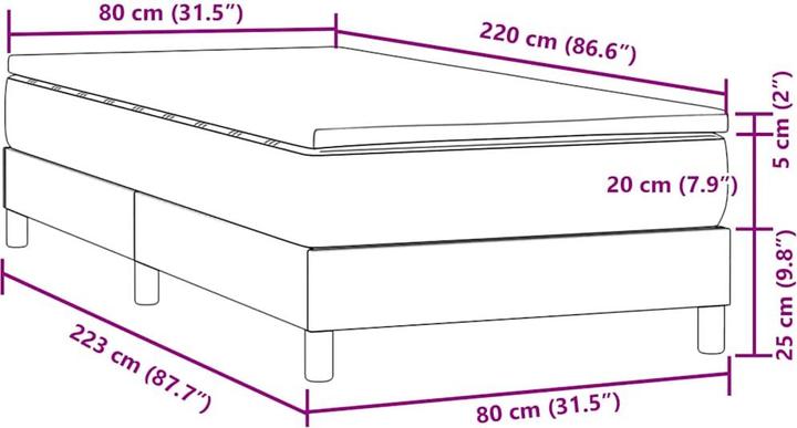 Actual product image vidaXL Boxspringbett (80 x 220 cm)