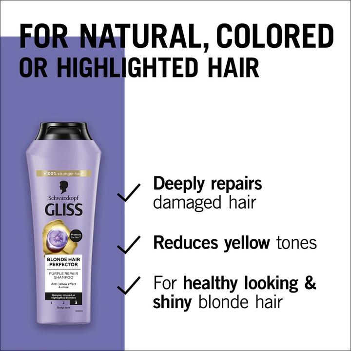 Image du produit Schwarzkopf Perfecteur de cheveux Gliss Blonde (Shampoing liquide, 250 ml)