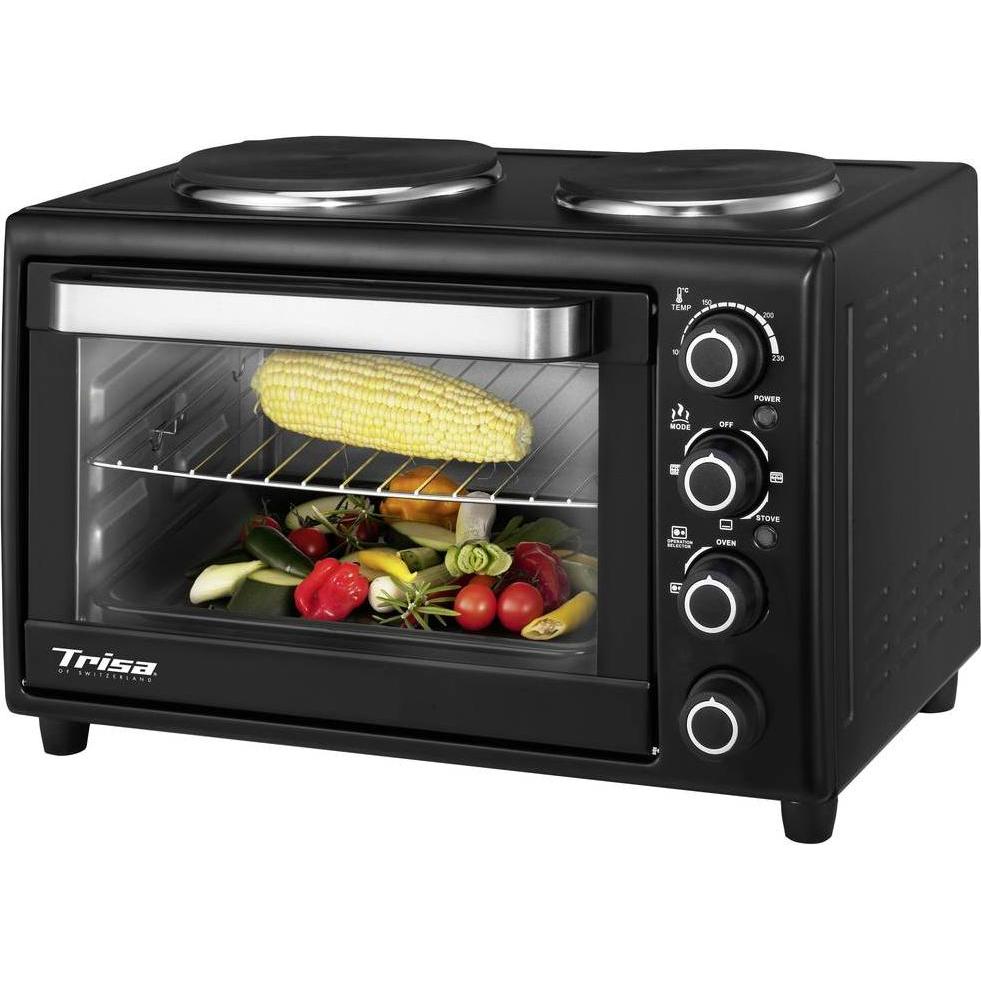 Trisa Bake & Cook Minibackofen mit Kochfunktion, Timerfunktion, Kleinbackofen, Schwarz