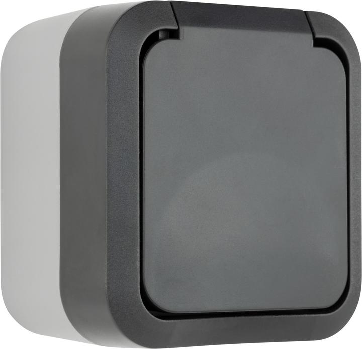 Produktbild REV Komplett Steckdose mit Klappdeckel AquaStorm Hellgrau, Schwarz 0004030400