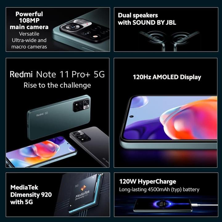 Produktbild Xiaomi Redmi Note 11 Pro+ (256 GB, Graphite Grey, 6.67", Dual SIM, 5G)