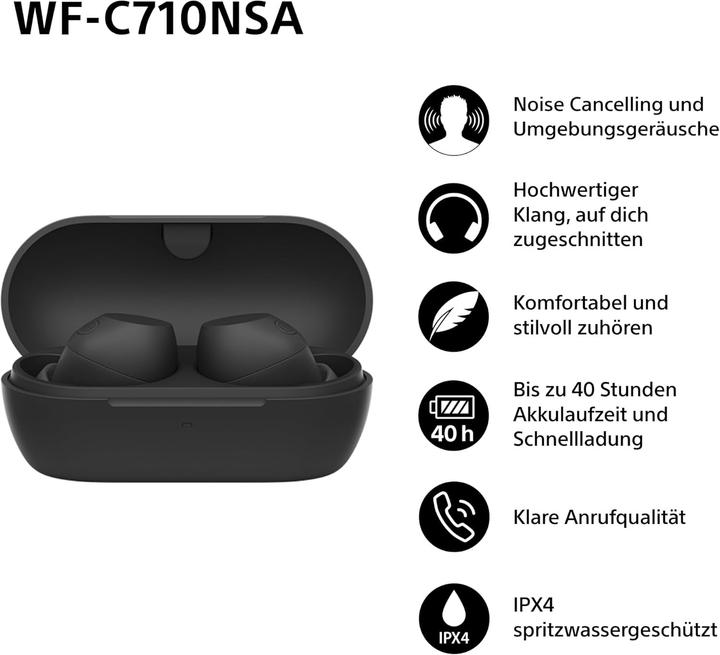 Produktbild Sony WF-C710NSA (Aktive Geräuschunterdrückung, 8.50 h, Kabellos)