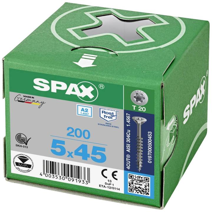 Actual product image Spax A2 Countersunk Multi-Head T-Star Plus T20 Partially Threaded (200 Screws per piece)