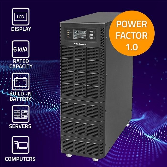 Image du produit Qoltec ZASILACZ AWARYJNY UPS 6KVA | 6000W | POWER FACTOR 1.0 | LCD | EPO | USB | ON-LINE (6000 VA, 6000 W, Double convertisseur en ligne Onduleur)