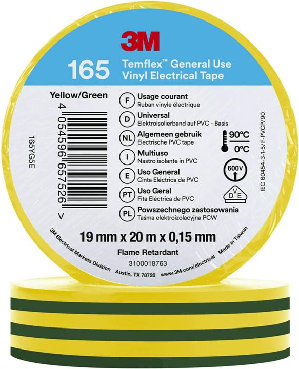 Image du produit 3M Temflex ruban isolant vinyle 165, 19 mm x 20 m (19 mm)