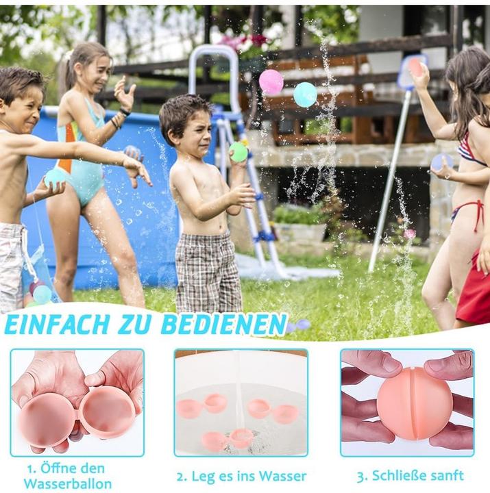 Immagine prodotto Splash & Fun Silikon Wasserbombe, wiederverwendbare Wasserbälle, 30 Stück (30 x)