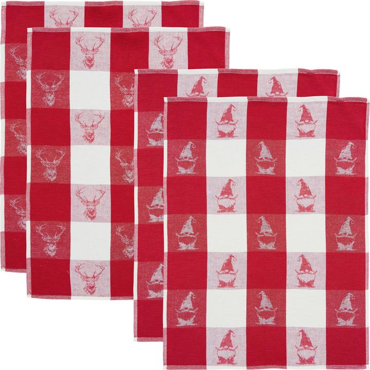 Produktbild Erwin Müller Geschirrtuch "Hirsch und Wichtel" 4er-Pack (70 x 50 cm)