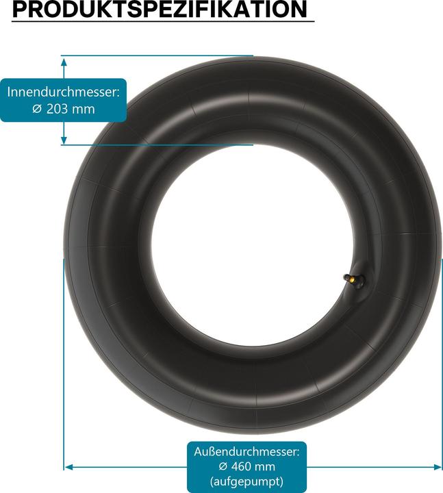 Actual product image Wiltec Inner tube for lawn mower tyre 18x8.50-8 with curved valve stem garden tractor (Lawn mower, Garden machinery spare parts)