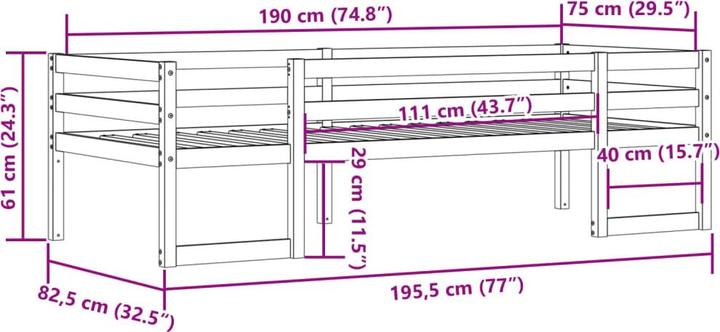 Produktbild vidaXL Kinderbett (75 x 190 cm)