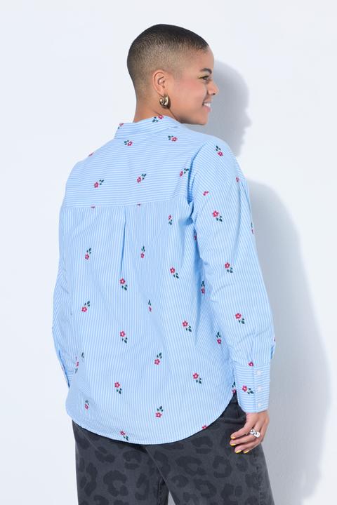 Produktbild Studio Untold Streifenhemd, Oversize Shape, Blüten-Stickmuster (50, 52)