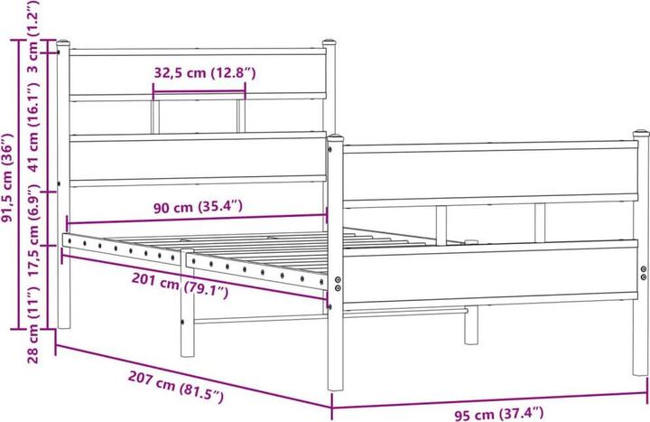 Image du produit vidaXL Bettgestell (90 x 200 cm)