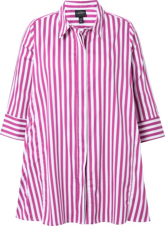 Produktbild Ulla Popken Bluse, Streifen, Godetfalten, Hemdkragen, 3/4-Arm (60)