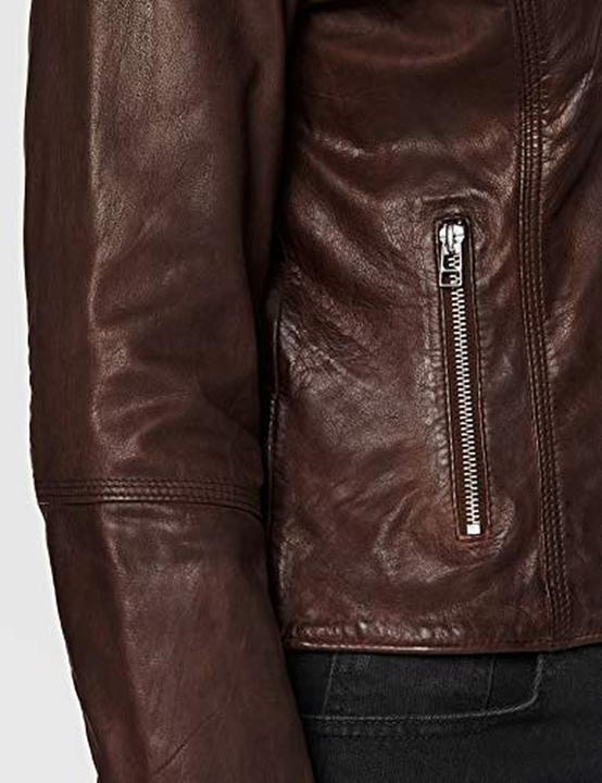 Actual product image Goosecraft Leather Biker Blazer with Shoulder Padding and Front Zipper (M)