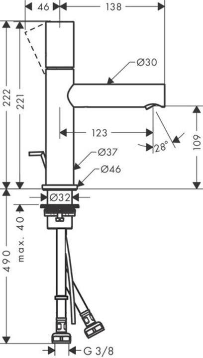 Immagine prodotto Axor UNO 110 miscelatore monocomando per lavabo Maniglia zero cromo nero spazzolato