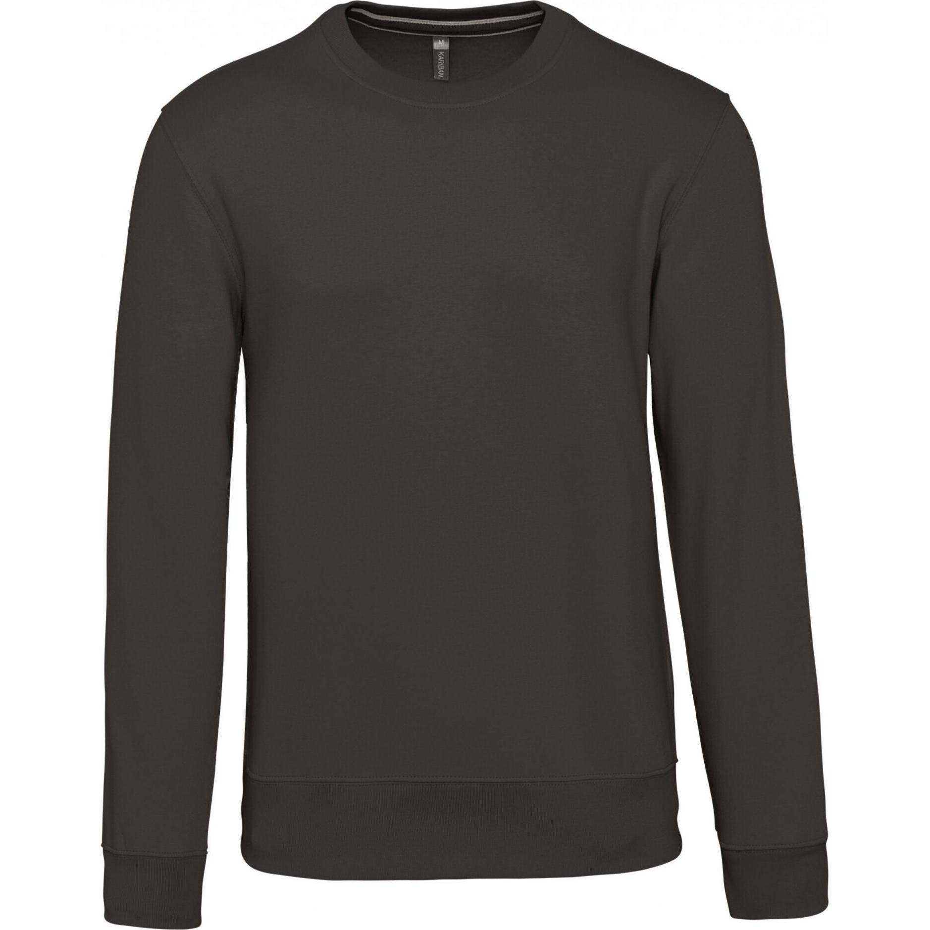 Kariban, Herren, Pullover, Sweatshirt mit Rundhalsausschnitt, Grau, (M)