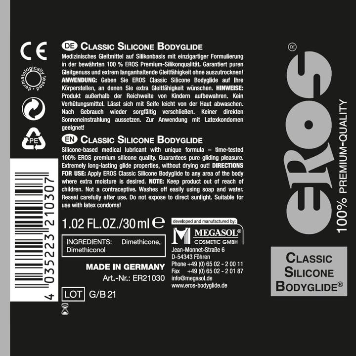 Nutritional values and ingredients Eros Bodyglide 30 ml (30 ml)