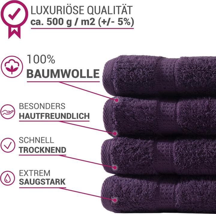 Produktbild Casativo 16-teiliges Handtuch-Set Frottee, je 4 Gäste-, Hand-, Duschtücher & Waschlappen, aubergine (16 x 21 cm, 30 x 50 cm, 50 x 100 cm, 70 x 140 cm)