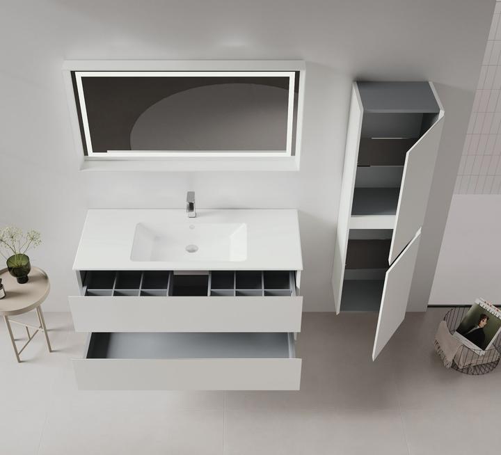 Actual product image Homitis Nest 121 v2 Bathroom Cabinet With Sink & Mirror Set (2 Pieces)