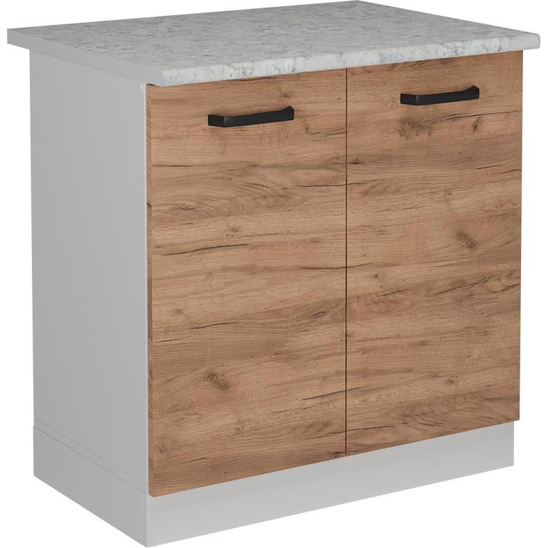 Vicco, Regal, Küchenunterschrank R-Line, Goldkraft Eiche/Weiss, 80 cm AP Marmor