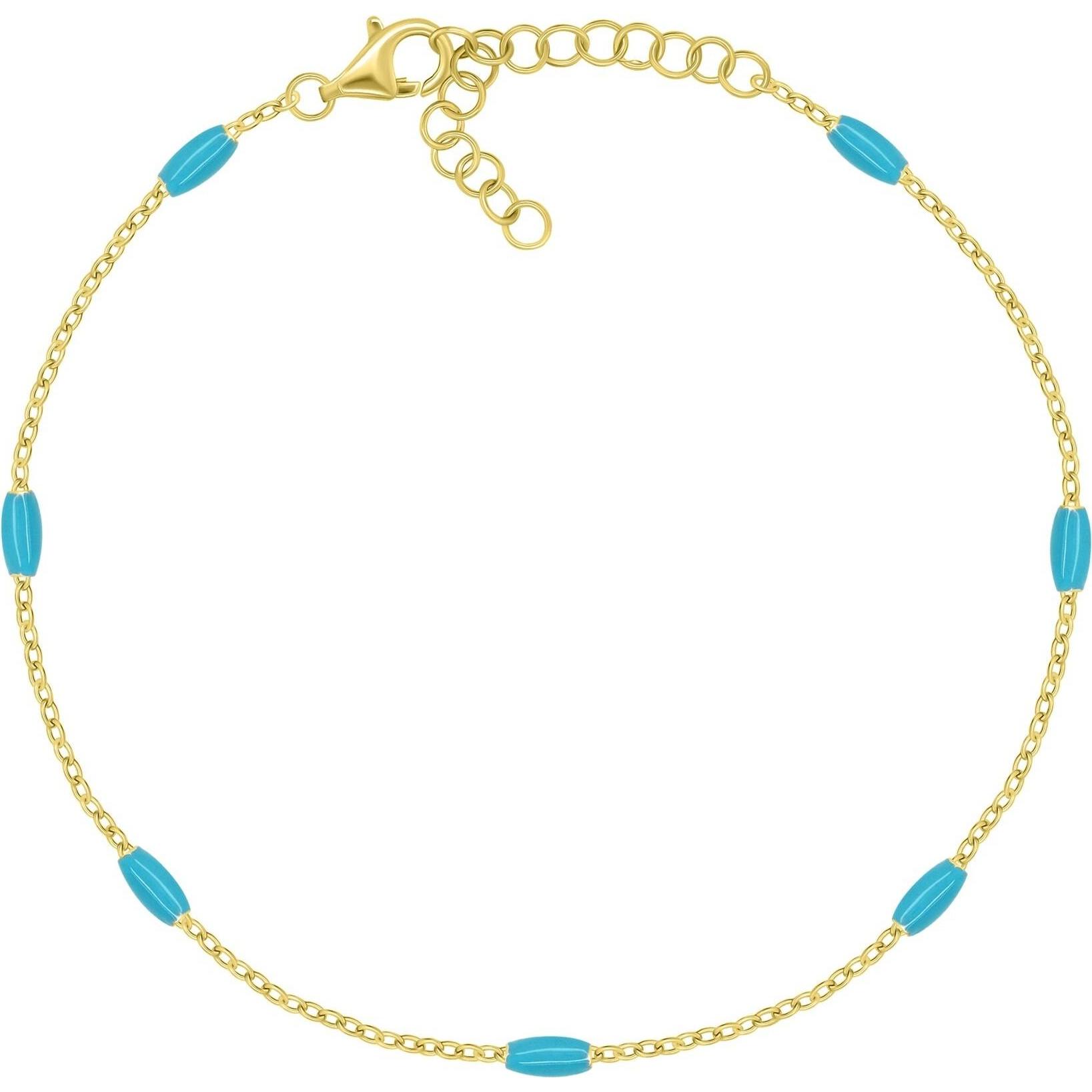 Brilio, Bracciale, Silver - Gold-plated bracelet with turquoise beads BRC228YTQ