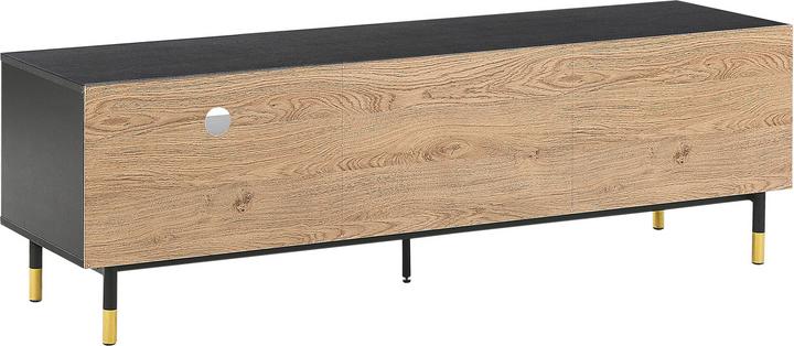 Image du produit Beliani Meuble TV noir avec bois clair ABILEN (150 x 40 x 48 cm)
