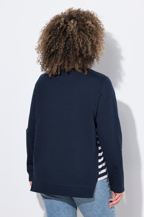Produktbild Ulla Popken Sweatshirt, Streifen, A-Linie, V-Ausschnitt, Langarm (42, 44)