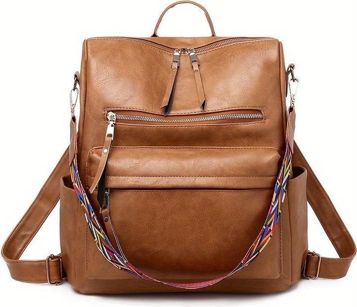 Immagine prodotto Only-Bags.Store Borsa zaino retrò, borsa a tracolla a due vie con tracolla Boho, zaino scuola in pelle vegana