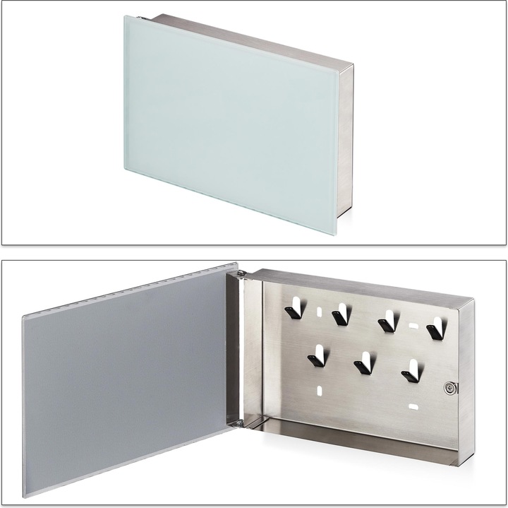 Actual product image Relaxdays Key box glass magnetic board (30 x 5.5 x 20 cm)