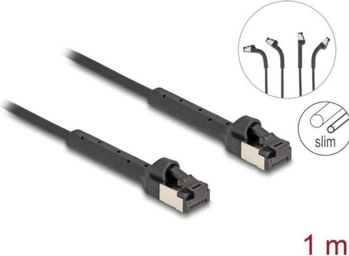 Actual product image Delock RJ45 Slim network cable Cat.6A U/FTP angled black (CAT6a, 1 m)
