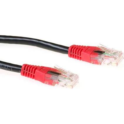 ACT Black 3 meter U/UTP CAT6 patch cable cross with RJ45 connectors. Cat6 u/utp cross bk/rd 3.00m (U/UTP, CAT6, 3 m), Ne...