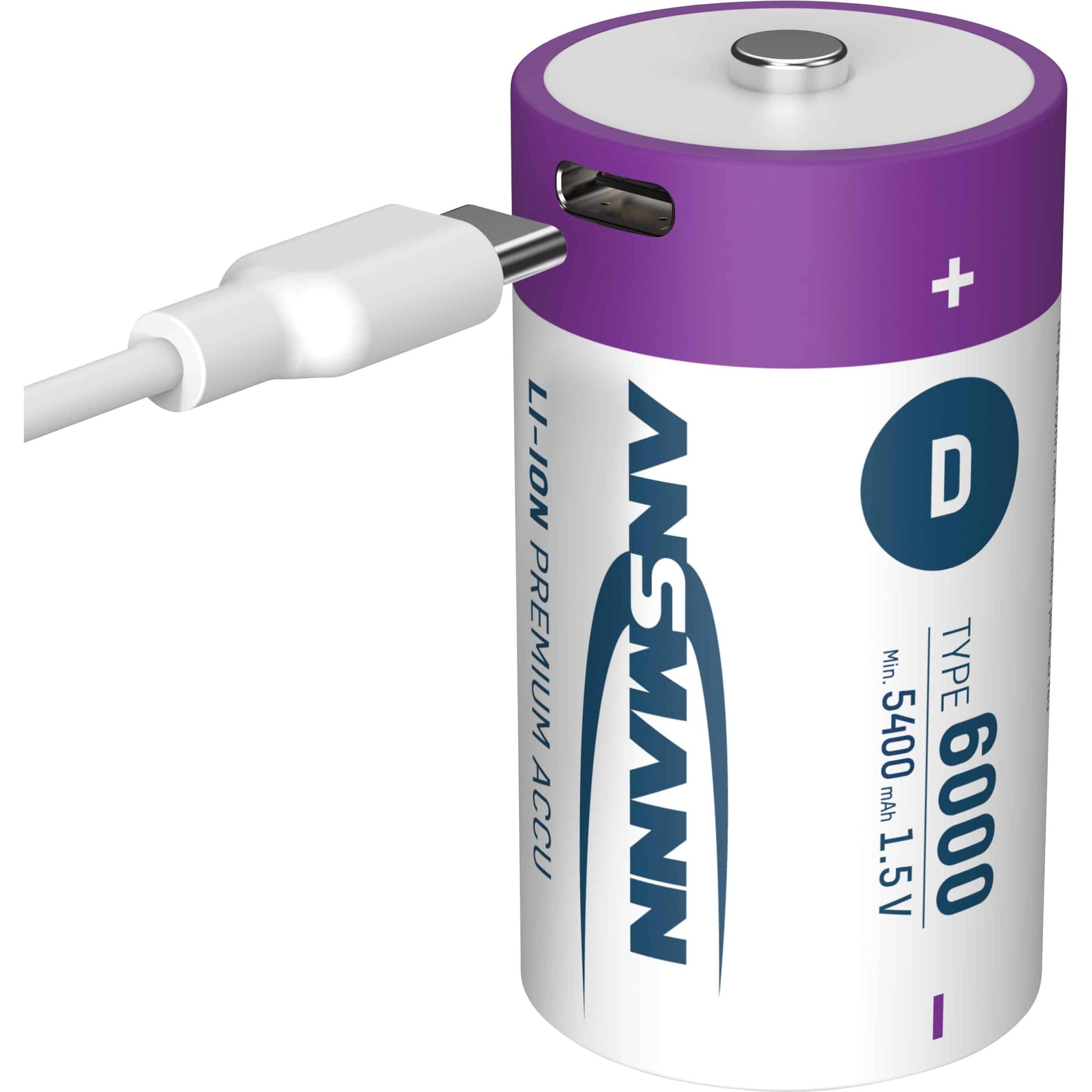 Ansmann Premium Rechargeable (2 pz., D, 6000 mAh), Batterie + pile