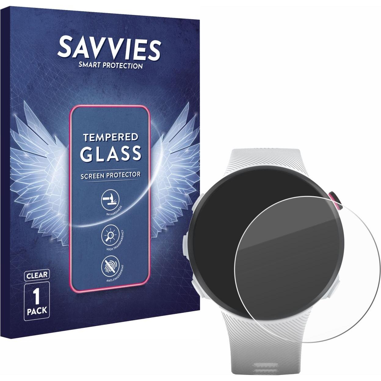 Savvies Panzerglas Hartglas Displayschutz, Smartwatch Schutzfolie, Transparent