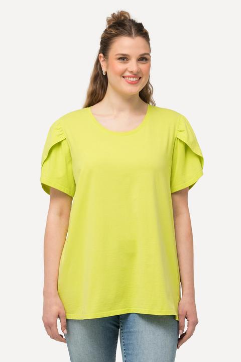 Image du produit Ulla Popken T-shirt col rond et manches courtes, teinture à froid, silhouette en A évasée (50, 52)