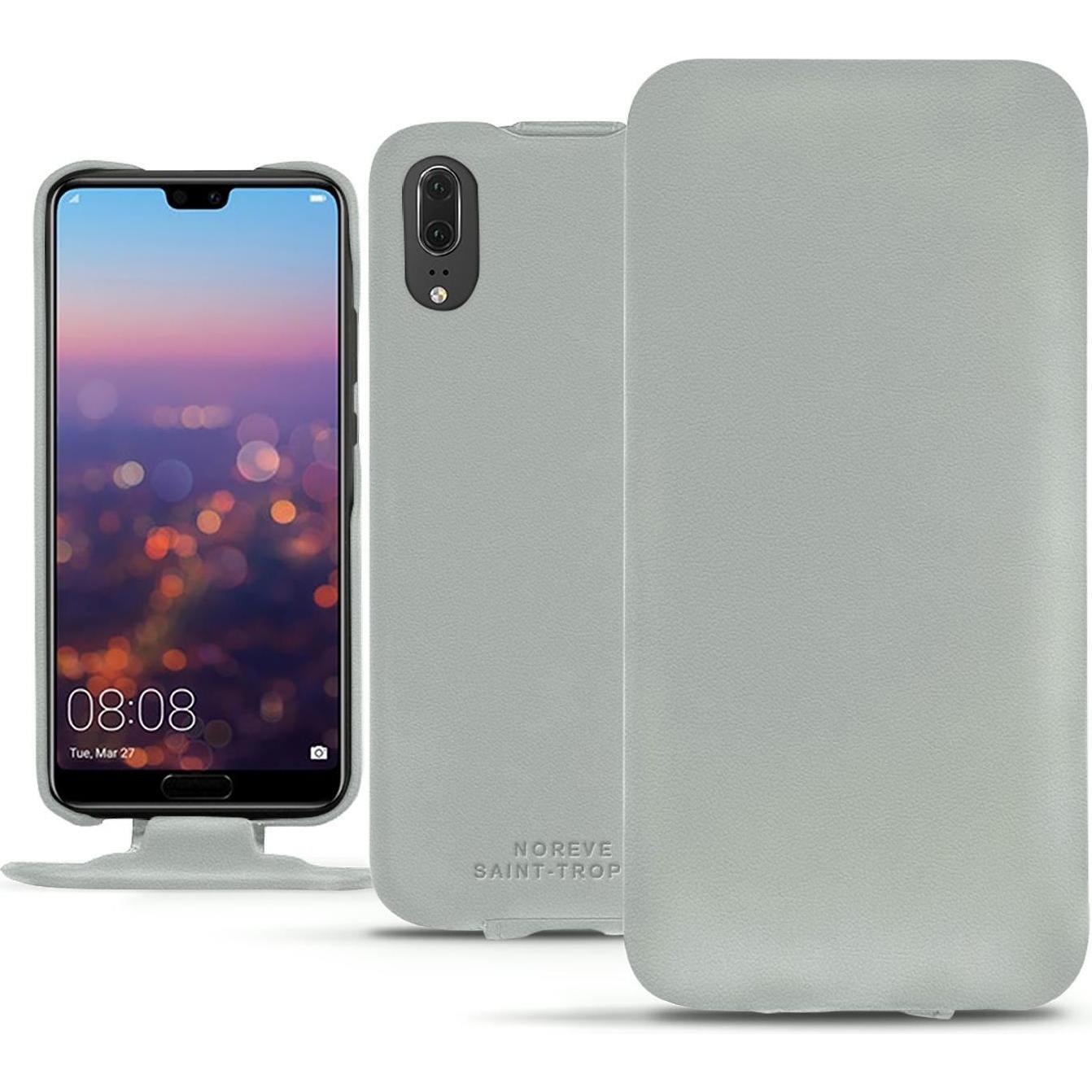 Noreve Lederschutzhülle vertikal (Huawei P20), Smartphone Hülle, Grau