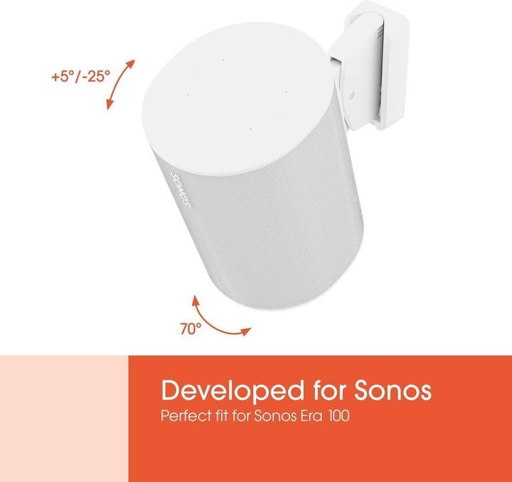 Actual product image Vogels TV bracket Speaker Wall Mount for Sonos Era 100 (white) | (1 pcs., Wall installation, Rotatable, Tiltable)
