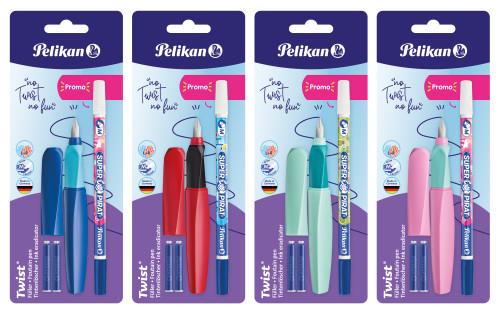 Image du produit Pelikan Stylo plume Twist avec 2 cartouches d'encre et gomme à encre (Multicolore, 2 x)