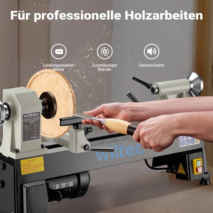 Produktbild Wiltec Drechselbank 370W Drechselmaschine Drehbank Drechsler Holz Dreheisen