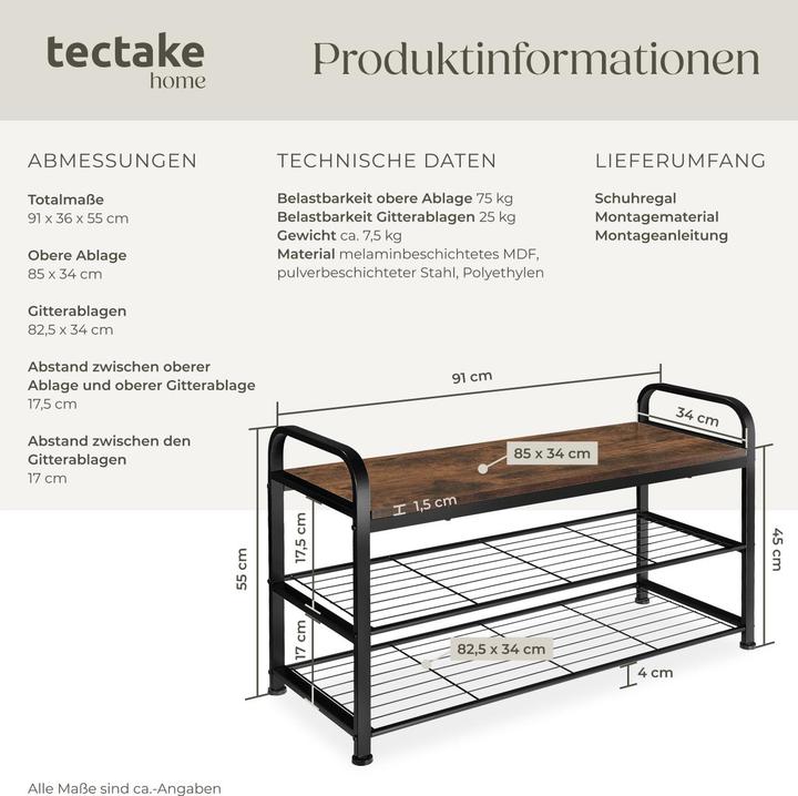 Immagine prodotto tectake Reale (36 x 91 x 55 cm)