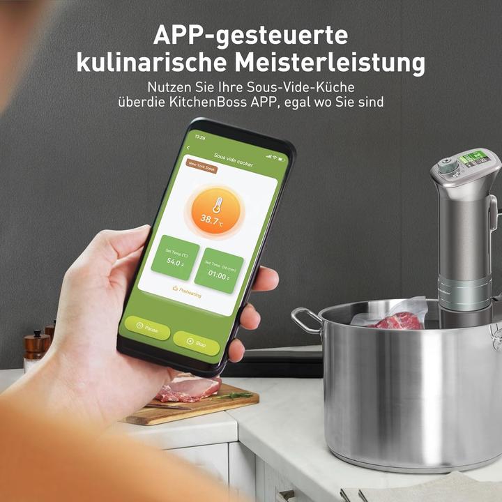 Actual product image KitchenBoss WLAN Sous Vide Roner Professional 1100 W, Wifi-Bedienung, IPX7 wasserdicht, LCD-Display, ultra-leise