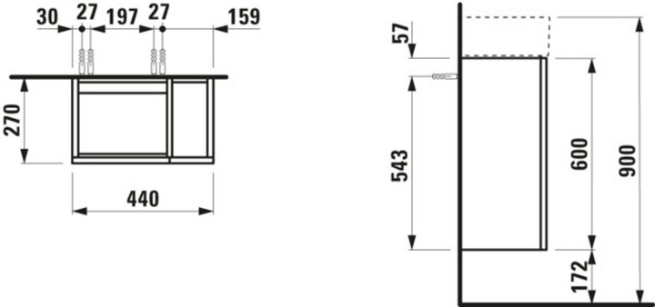 Produktbild Laufen Kartell Waschtischunterschrank, 1 Tür, Scharnier links, 440x600x270mm, für WT 815335, H4075 (30 x 50 x 66 cm)