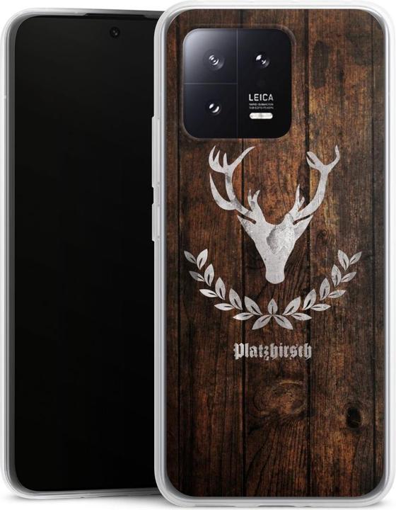 Produktbild DeinDesign Slim Case für Xiaomi 13 Silikon Hülle Ultra Dünn Handyhülle Hirsch Holz Holzoptik (Xiaomi 13)