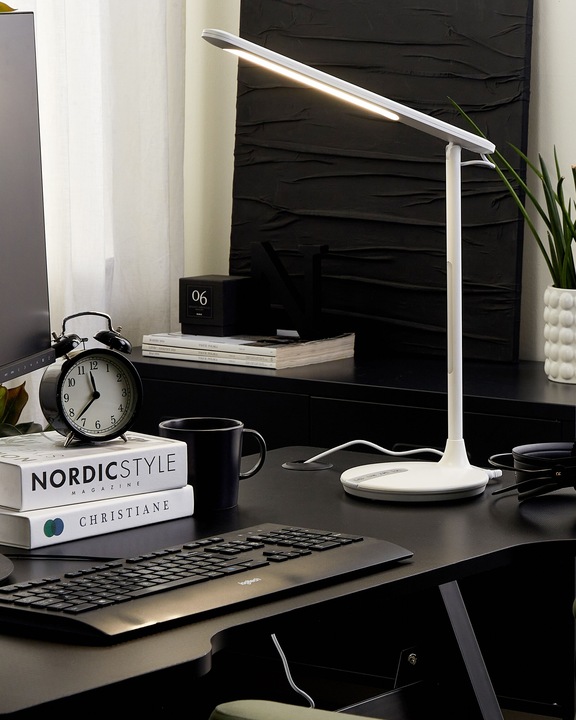 Produktbild Beliani Schreibtischlampe LED Metall weiss 38 cm verstellbar DRACO (700 lm)