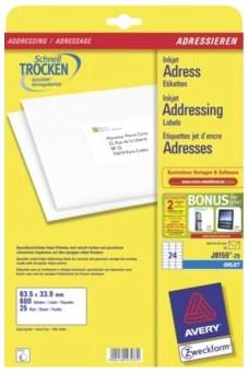 Actual product image Avery Inkjet address labels