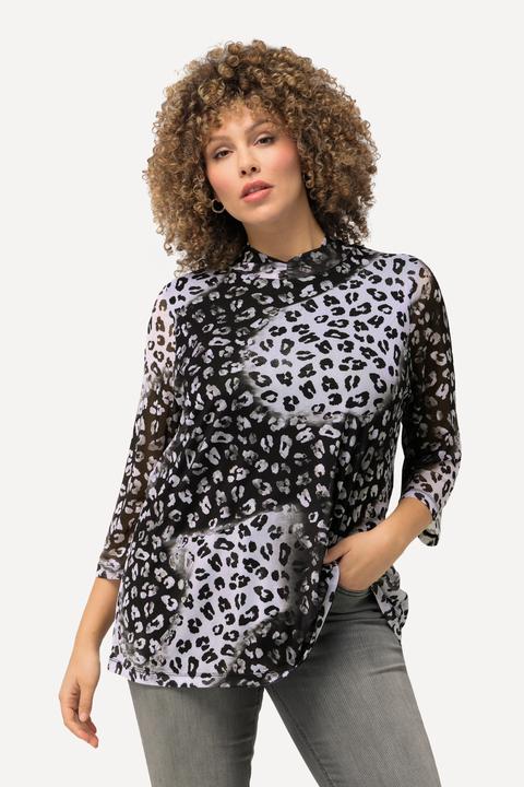 Immagine prodotto Ulla Popken Maglia dal taglio svasato in mesh con collo alto e maniche a 3/4 (46, 48)