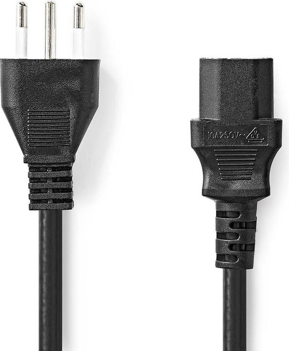 Nedis Stromkabel | Italien Stecker | IEC-320-C13 | Gerade | Gerade | Vernickelt | 2.00 m | Rund | PV (2 m)