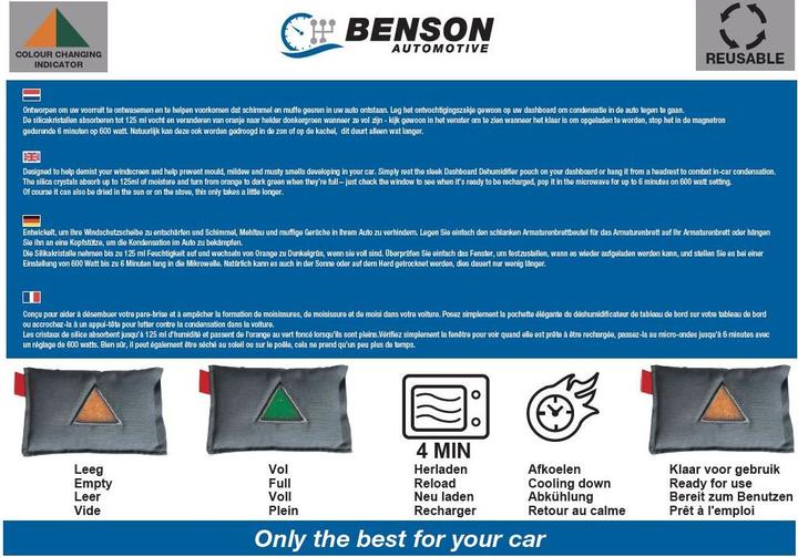 Produktbild Benson Auto Luftentfeuchter wiederverwendbar mit Feuchtigkeitsanzeige