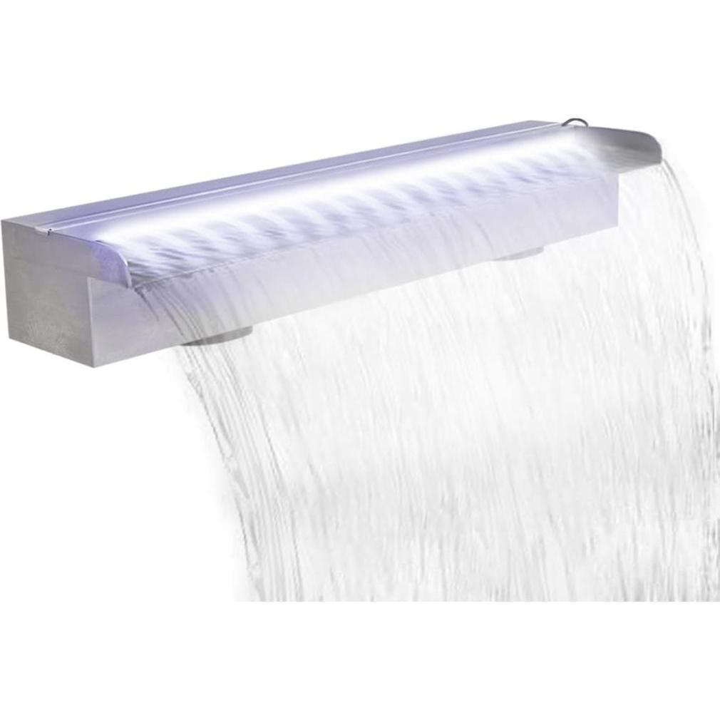 VidaXL, Brunnen + Gartenteich, Pool-Wasserfall Fontäne mit LEDs Rechteckig Edelstahl 60 cm